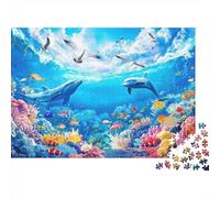 Underwater Marine 1000 Piece Jigsaw Puzzles Dolphin Whale Underwater for Adult Educational Game Home Decoration Challenge High Difficulty Birthday Gifts 52x38cm/1000pcs
