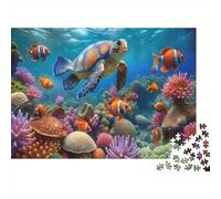 Underwater Marine Life_1 1000 Piece Sea Turtle Coral Reef Jigsaw Puzzle For Adults Thick Card Board Relaxation Educational Game Great Gift Idea 52x38cm/1000pcs