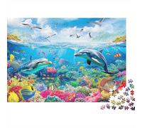 Underwater Marine Life 1000pcs Jigsaws for Adults 14 Eco Paper, Underwater Dolphins, Challenging Puzzle, Fun Relaxation Activity, Improves Focus & Hand-Eye Coordination 70x50cm/1000pcs
