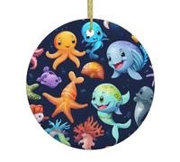 Underwater Marine Life Christmas Ornaments, Holiday Decorations, Christmas Tree Ceramic Hanging