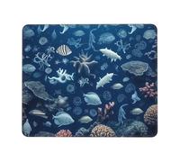 Underwater Marine Life Mouse Pad with Stitched Edge, Comfortable Mouse Pads with Non-Slip Rubber Base Gaming Mouse Mat Washable Mousepads Computers Laptop Desk Accessories for Office 10 x 12 inch