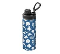 Underwater Marine Life Print Stainless Steel Thermos Bottle with Handle,Sports Bottle,Suitable for Cycling,Fitness