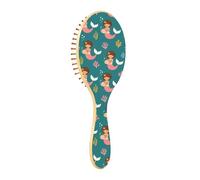 Underwater Mermaid Fish Blue Pattern Hair Brush for Women Detangler Straight Curly Hair Brush for Women