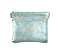 Underwater Mermaids Seahorses Teal Pattern PU Leather Coin Purse Small Portable Mini Pocket Size Coin Pouch and Card Holder for Women and Men