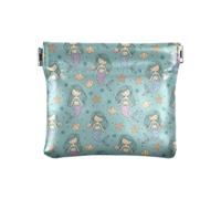 Underwater Mermaids Seashells Blue Pattern PU Leather Coin Purse Small Portable Mini Pocket Size Coin Pouch and Card Holder for Women and Men