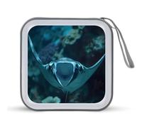 Underwater Ocean Animal Manta Ray CD Case Portable DVD Storage Small CD Holder Organizer for Home Travel