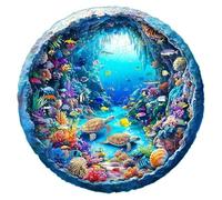 Underwater ocean cave wooden puzzle, colorful coral reefs and sea turtles, a challenging and focused activity, a for ocean lovers, home decor artwork(S)