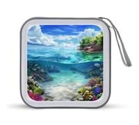 Underwater Ocean Coral Fishes CD Case 40 Capacity Plastic DVD Storage Box Sleeves Zippered Wallet