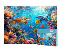 Underwater Ocean Jigsaw Puzzles for Adults 1000 Pieces, Paradise with Sea Turtle, Dolphin, Tropical Fish & Coral Reef, Challenging Difficult Jigsaw Puzzle for Home Decor, for Ocean Lovers
