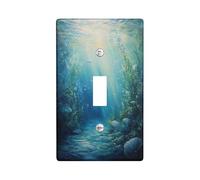 Underwater Ocean Light Switch Cover Plates/Outlet Covers, Cool Blue Ocean Creatures for Nautical Wall Accents, Thermoplastic Wall Plates, Standard Size Single Toggle