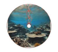 Underwater Ocean View Print Christmas Tree Skirt Holiday Decor For New Year Party Xmas Base Cover Mat Home