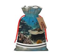 Underwater Ocean View Print Festive Christmas Bag Drawstring Gift For Holiday Xmas Anniversaries Party Presents