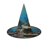 Underwater Ocean View Print Halloween Witch Hat For Men And Women Halloween Hat Cosplay Party Decorations