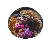 Underwater Ocean View print Stylish Shower Cap Reusable Shower Cap Women Large Shower Cap for Braids Long Hair