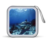 Underwater Ocean Wall Wild Tiger Shark CD Case Portable DVD Storage Small CD Holder Organizer for Home Travel