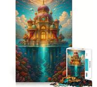 Underwater Palace Fantasy Landscape Jigsaw Puzzle 1000 Mental Recall Game High Accuracy Cutting Craft Interactive Brain Challenge for Home (38x26cm)