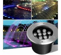 Underwater Pool Light - LED Ring Fountain Light, IP68 Waterproof Recessed Pool Underwater Changing Landscape Light, RGB Color Stainless Steel Submersible Fountain Lamp(12v,15 W)