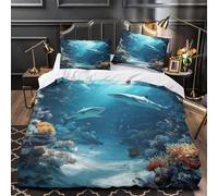 Underwater Scene Comforter Cover 3D Design Printed All Season 3 Piece Bedding Set Zipper Marine Life Duvet Cover Ultra Soft Machine Washable for Kids Teens Adults Women Youth Super king（260x220cm）