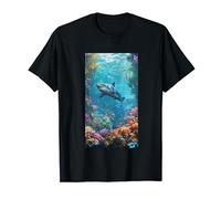 Underwater Scene Shark Swimming Ocean Sea T-Shirt