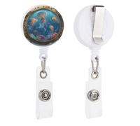 Underwater Scene with Jellyfish Fish Retractable Badge Holder Reel Clip ID Card Holder for Doctor Nurse Student Office Worker