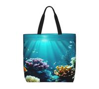 Underwater Scenery Print Tote Bag For Womenshoulder Reusable Shopping Casual Travel Summer Beach Bags