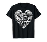 Underwater Sea Animals Heart Shark Fisher T-Shirt