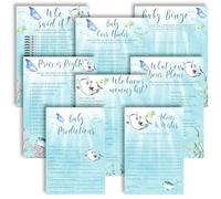 Underwater Sea Life Theme Baby Shower Games 8 Game Set 80 Double-Sided Cards for 20 Guests, Gender Neutral Party Stationery, Fun Bingo Predictions Activities, Made in USA by Amanda Creation