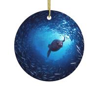 Underwater sea lion Christmas Ornaments, Hanging Festive Decorative Ornament, Perfect for Holiday and Gift