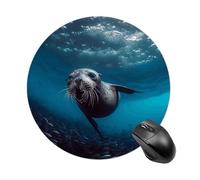 Underwater Sea Lion Mouse Pad Round Computer Mousepad Cute Mouse Pads with Non-Slip Rubber Base Mouse Mat for Laptop Gaming Office Home