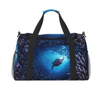 Underwater Sea Lion Print Womens Sports Bags Travel Bag - Gym Tote Bag with Compartment,Duffel Bags for Men,Ladies Holdall,Carry On Weekend Travel Handbags for Women