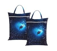 Underwater Sea Lion Travel Laundry Bag with All-Over Print,Water-Resistant Twill Fabric,Smooth Zipper, Top Carry Handle,Hanging Loop,Large 58x46cm