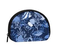 Underwater Sea Pattern PrintedSmall Makeup Sanitary Napkin Storage Bag,Women's Cosmetic Coin Purse