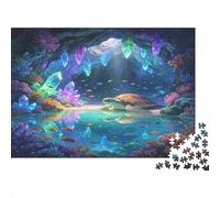 Underwater Sea Turtle 1000 Piece Jigsaw Puzzle Adult Paper Puzzle Game Crystal Cave Scene Relaxation Home Decor Gift 52x38cm/1000pcs