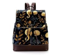 Underwater Seahorses Shells and Seaweed Mini Faux Leather Backpack Purse, Women Ladies Rucksack Handbag School Bag