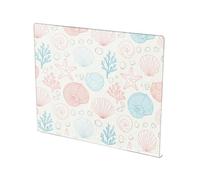 Underwater Shells Starfish White Pattern Acrylic Cutting Board with Counter Lip Non Slip Clear Chopping Boards for Countertop Large Size 16”×13”