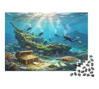 Underwater Shipwreck Adventure 1000 Piece Jigsaw Puzzle Paper for Adults Coral Reef Treasure Ocean Scene Focus Relax 70x50cm/1000pcs