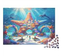 Underwater Starfish Coral Castle 1000 Piece Jigsaw Puzzle Paper for Adults Mysterious Ocean Scene Puzzle Game for Family Relaxation Gift Decor 38x26cm/1000pcs