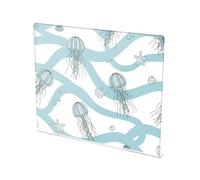 Underwater Starfish Jellyfish White Pattern Acrylic Cutting Board with Counter Lip Non Slip Clear Cutting Board Mats for Protecting Countertops Large Size 16”×13”