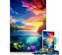 Underwater Sunset Landscape 1000 Piece Jigsaws for Adults Brain Recall Game Tight Interlock No Gaps Calming Mental Break Activity (38x52cm)
