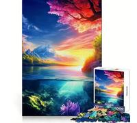 Underwater Sunset Landscape 1000-piece Puzzle for Teenagers Mind Wellness Relaxed Leisure Sharp Edges Heartfelt Gift (38x26cm)