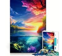 Underwater Sunset Landscape Adults Puzzles 1000 Piece Jigsaws Recall Skill Fun High Precision Die Cut Easy to Learn Family Enjoyment (50x75cm)