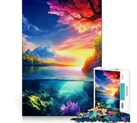 Underwater Sunset Landscape Jigsaw Puzzles1000 Pieces Recall Skill Fun Professional Grade Cutting Thoughtful Gift for Mind Activity (38x26cm)