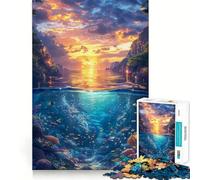 Underwater Sunset Surreal Jigsaw 1000 Pieces Memory Skill Fun Smooth Edge Perfect Interlock Fun-filled Way to Fill Empty Hours (50x75cm)