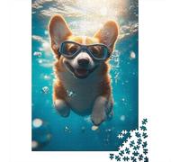 Underwater Swimming Corgi Jigsaw Puzzle for Adults 1000 Piece Jigsaw Puzzle Paper Relax Focus Home Decor 52x38cm/1000pcs