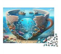 Underwater Tea CupJigsaw Puzzle Miniature Landscape Mind Relaxation Adults Stress Relief Wall Art Decor 1000 Pieces 52x38cm/1000pcs