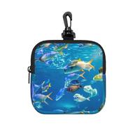 Underwater Tropical Fish, Coin Purse Square Zipper Storage Bag, Change Pouch with Lobster Buckle Clasp Buckle, Change Purse