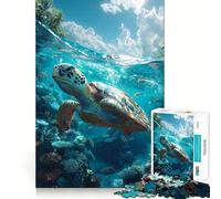 Underwater Tropical Turtle Jigsaw Puzzle 1000 Pieces Cognitive Fun Play High Precision Die Cut Unique Gift for Stress Relief (50x75cm)