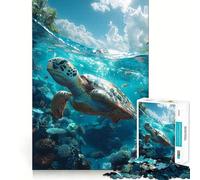 Underwater Tropical Turtle Jigsaw Puzzle 1000 Pieces Focus Building Toy Firm Fit Secure Assembly Holiday Indoor Entertainment Toy (38x52cm)