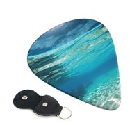 Underwater View Of Tropical Beach 6 Pack Guitar Picks With Holder, Personalized Guitar Plectrums Non-Slip Portable Ukulele Bass Picks 0.71mm For Acoustic Guitar Lovers Gifts