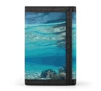 Underwater View of Tropical Beach Trifold Wallet Polyester Casual Wallets Portable Stylish Coin Purse for Men And Women